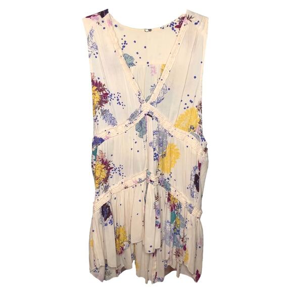 Free People Purple Haze Floral Tunic Cream Combo Size Small - Picture 1 of 3